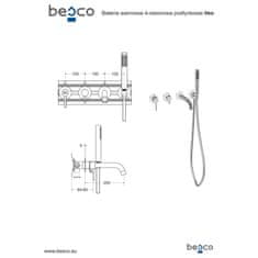 Besco Podomítkový 4-otvorový vanový set VEO zlatá