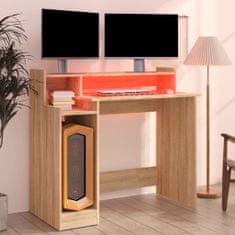 Vidaxl Psací stůl s LED světly dub sonoma 97x90x45 cm kompozitní dřevo