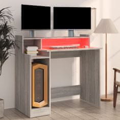 Vidaxl Psací stůl s LED světly šedý sonoma 97x90x45cm kompozitní dřevo