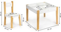 EcoToys Dětský dřevěný stůl s tabulí a dvěma židličkami 