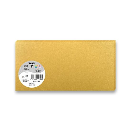 Clairefontaine Barevná dopisní karta 106 x 213 mm do DL obálek, 25 ks zlatá, DL
