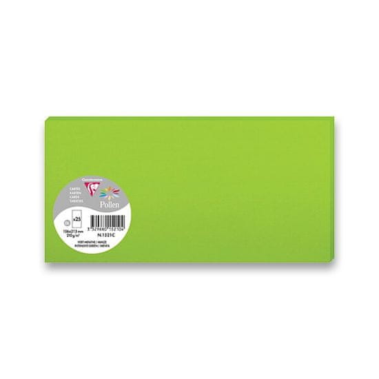 Clairefontaine Barevná dopisní karta 106 x 213 mm do DL obálek, 25 ks, zelená, DL