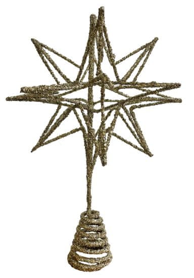 Shishi Hvězda na špici vánočního stromečku zlatá 23 cm