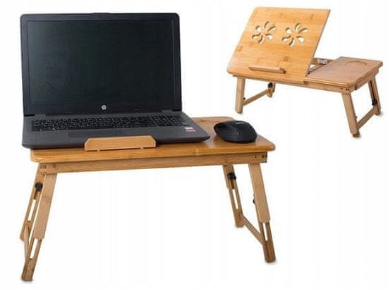 HADEX Chladící skládací stolek pro notebook bambusový