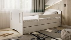 Kocot kids Dětská postel Classic II bílá, varianta 80x140, se šuplíky, s matrací