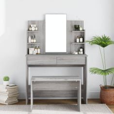 Vidaxl Toaletní stolek se zrcadlem šedý sonoma 96 x 40 x 142 cm