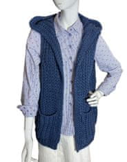 Highlight tmavě modrá hrubě pletená vesta s kapucí Velikost: XL