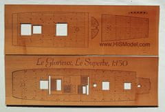 HiSModel Dřevěná paluba buková pro model - Heller Superbe/Glorieux 1:150
