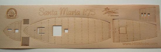 HiSModel Dřevěná paluba buková k modelu - Heller Santa Maria 1:75