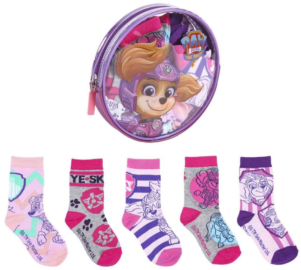Disney dívčí 5pack ponožek Paw Patrol 2200007422 růžová 19 - 22