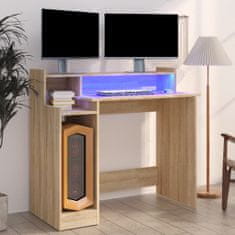 Vidaxl Psací stůl s LED světly dub sonoma 97x90x45 cm kompozitní dřevo