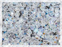 České broušené ohňové perle (ohňovky skleněné korálky), vel. 3 mm, 25 gramů, cca 600 kusů, barva Crystal AB (bezbarvý s lesklým pokovem 00030-28701), sklo