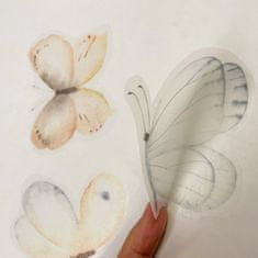 Funlife Nálepky do dětského pokoje motýli jemné tóny 8 cm