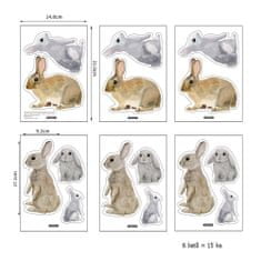 Funlife Samolepky na zeď pro děti králíci 9 x 17 cm