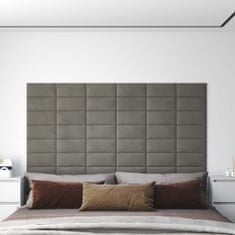 shumee vidaXL nástěnné panely 12 ks světle šedá 30x15 cm sametová 0,54 m²