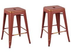 Beliani Sada barových stoliček 60 cm červeno zlatá, 2 kusy CABRILLO