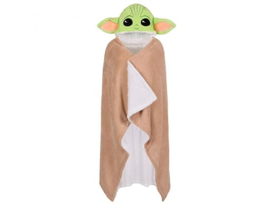 sarcia.eu Star Wars Baby Yoda Zelená a béžová pelerína / deka s kapucí 120x150cm