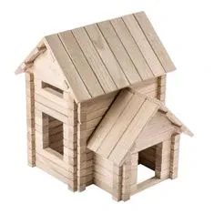 Teddies Stavebnice 4v1 dřevěný dům/chata 206 dílků