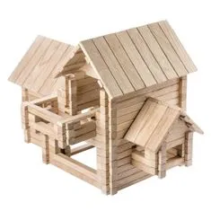 Teddies Stavebnice 4v1 dřevěný dům/chata 206 dílků