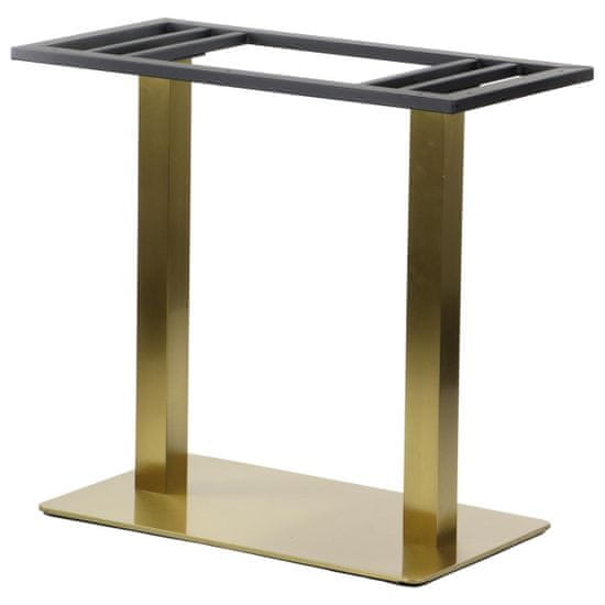 STEMA Kovová dvojitá stolová podnož SH-3003-1/G z nerezové oceli ve zlaté barvě. Spodní prvek 70x40 cm. Výška 72,5 cm. Pro domácnost, kancelář, hotel a restauraci. Vybaven nastavitelnými nožičkami.