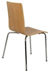 STEMA Židle TDC-132B na chromovaném rámu. Pro domácnost, kancelář, restauraci a hotel. Sedák a opěrák z překližky o tloušťce cca 12 mm. Má plastové nožky, které zabraňují poškrábání podlahy. Stohovatelné.