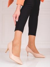 Amiatex Luxusní dámské lodičky hnědé na jehlovém podpatku + Ponožky Gatta Calzino Strech, odstíny hnědé a béžové, 38