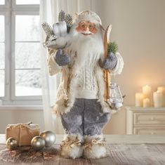 Dům Vánoc Santa v bílém svetru 45 cm