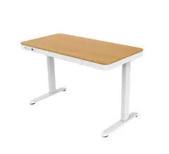 Delso Elektrický výškově nastavitelný stůl WORKSTATION, bílá podnož, deska dub