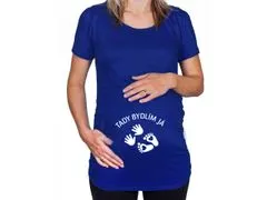 Divja Modré těhotenské tričko s nápisem Tady bydlím já