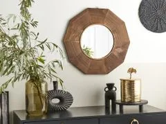 Beliani Dřevěné nástěnné zrcadlo 60 x 60 cm hnědé ASEM