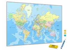 Glasdekor Metalová magnetická tabule - mapa světa - Rozměr metalová tabule: 600 x 400 mm