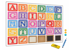 Glasdekor Metalová magnetická tabule - barevná abeceda - Rozměr metalová tabule: 600 x 400 mm