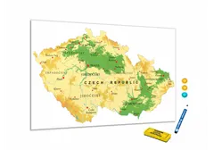 Glasdekor Metalová magnetická tabule - mapa reliéfu České republiky - Rozměr metalová tabule: 600 x 900 mm