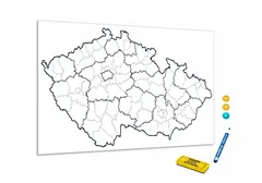 Glasdekor Metalová magnetická tabule - slepá mapa Česká republika - Rozměr metalová tabule: 600 x 900 mm