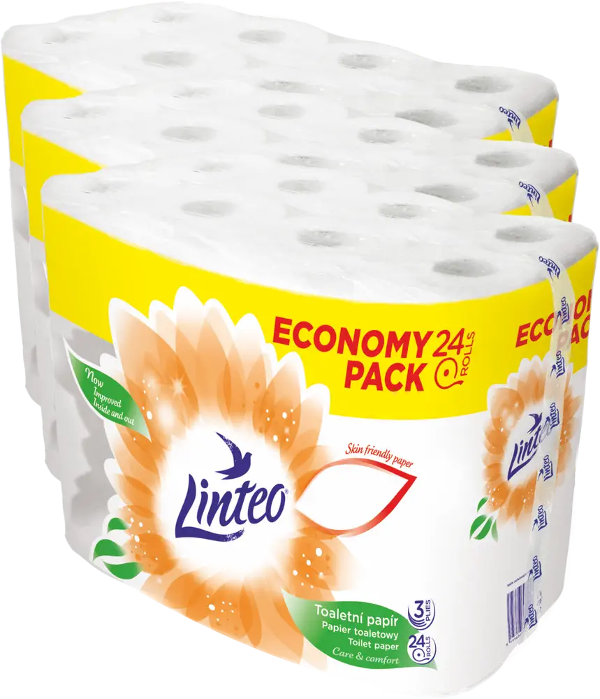 LINTEO toaletní papír Economy Pack 3x 24rolí, 3 vrstvý, bílý