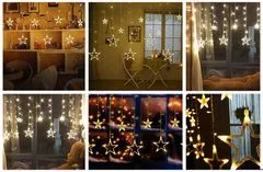 CoolCeny Vánoční LED světelný závěs – hvězdy - Bílá teplá