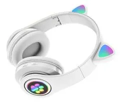 Verk 04116 Bezdrátová sluchátka Cat s tlapkou Bluetooth 5.0 bílé