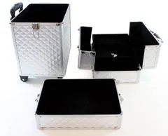 APT CA19 Dvoudílný kosmetický kufřík na kolečkách stříbrná