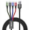 Kabel 4v1 Lightning Micro USB 2xUSB-C - 3,5A 1,2m, CA1T4-B01 vícebarevné