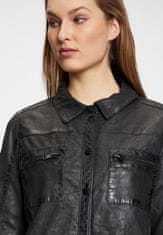 Gipsy Dámský černý kožený kabátek- prodloužená Oversize košile G2WMalia