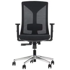 STEMA Ergonomická otočná kancelářská židle HAGER, pro domácnost i kancelář, spousta úprav, chromová základna, nastavitelné područky, vstřikovací pěna, synchronní mechanika, černá
