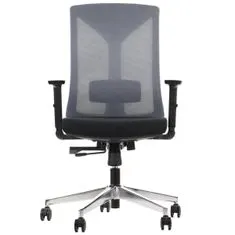 STEMA Ergonomická otočná kancelářská židle HAGER, pro domácnost i kancelář, spousta úprav, chromová základna, nastavitelné područky, vstřikovací pěna, synchronní mechanika, černá a šedá