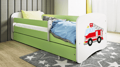Kocot kids Dětská postel Babydreams hasičské auto zelená, varianta 70x140, bez šuplíků, s matrací