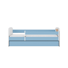 Kocot kids Dětská postel Babydreams méďa s kytičkami modrá, varianta 80x160, se šuplíky, s matrací