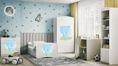 Kocot kids Dětská postel Babydreams medvídek bílá, varianta 70x140, se šuplíky, s matrací