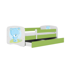 Kocot kids Dětská postel Babydreams medvídek zelená, varianta 70x140, se šuplíky, bez matrace