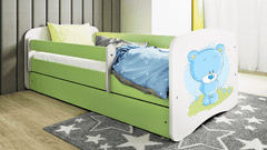 Kocot kids Dětská postel Babydreams medvídek zelená, varianta 70x140, se šuplíky, bez matrace
