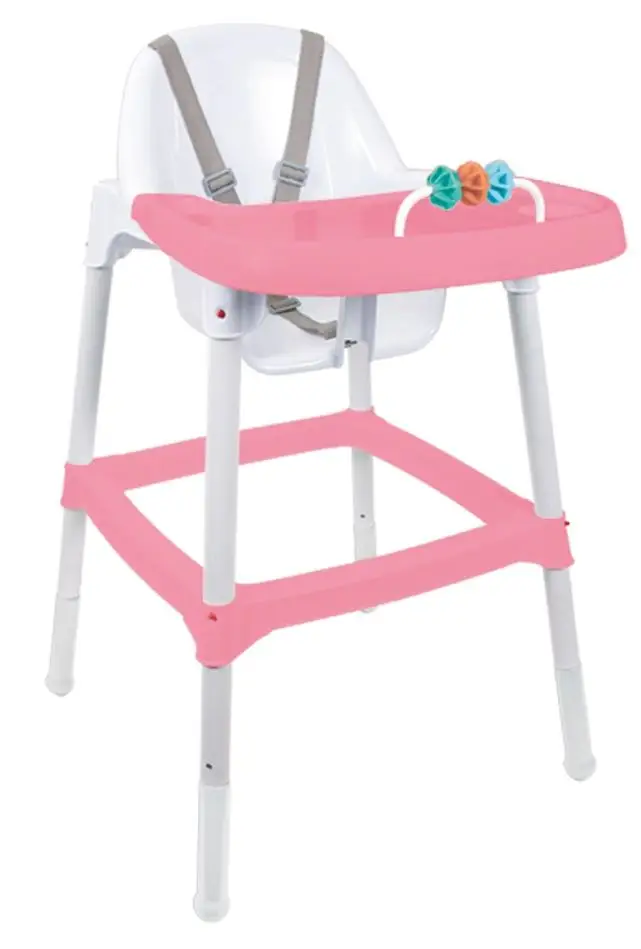 DOLU Dětská jídelní židlička s chrastítkem růžová