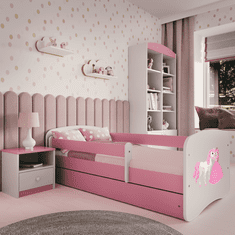 Kocot kids Dětská postel Babydreams princezna a poník růžová, varianta 80x160, se šuplíky, bez matrace