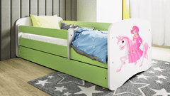 Kocot kids Dětská postel Babydreams princezna na koni zelená, varianta 70x140, se šuplíky, bez matrace